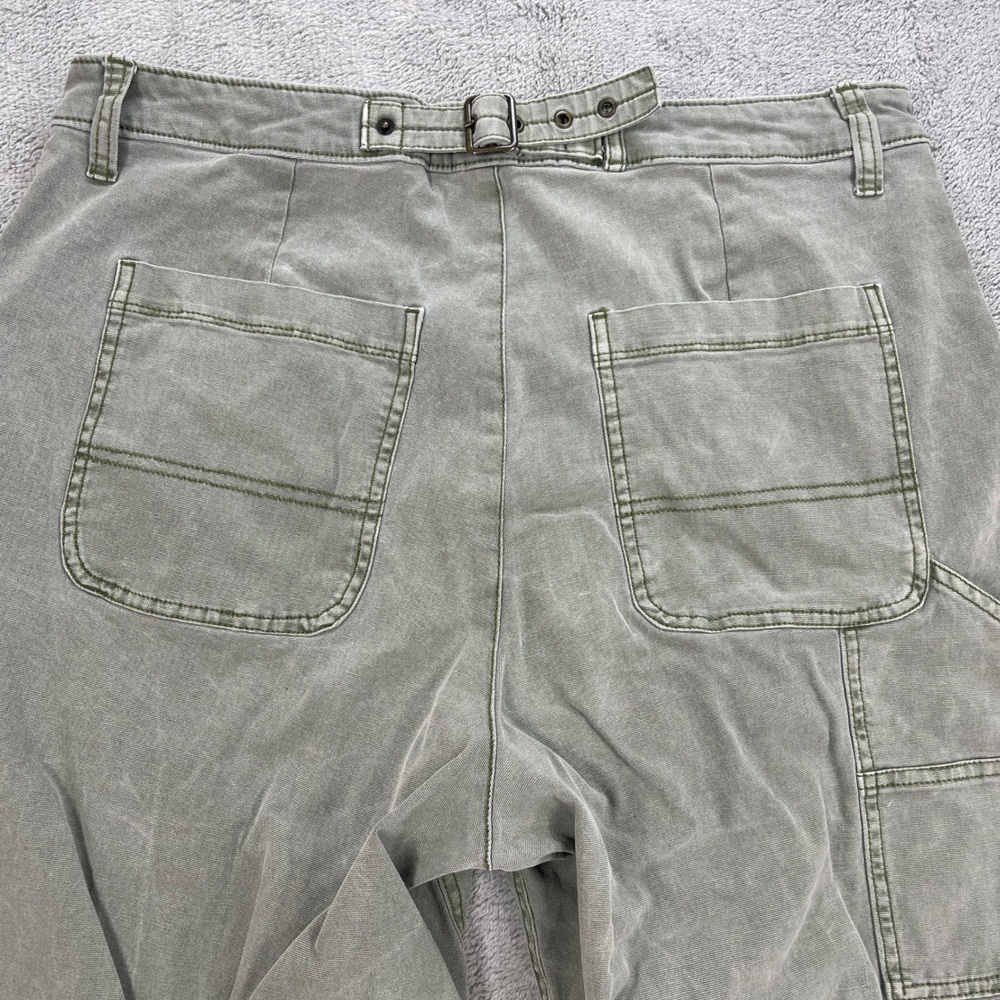 Old Navy Pants Women 14 Green Utility Carpenter High Waisted Cinch Back Canvas - Picture 6 of 16